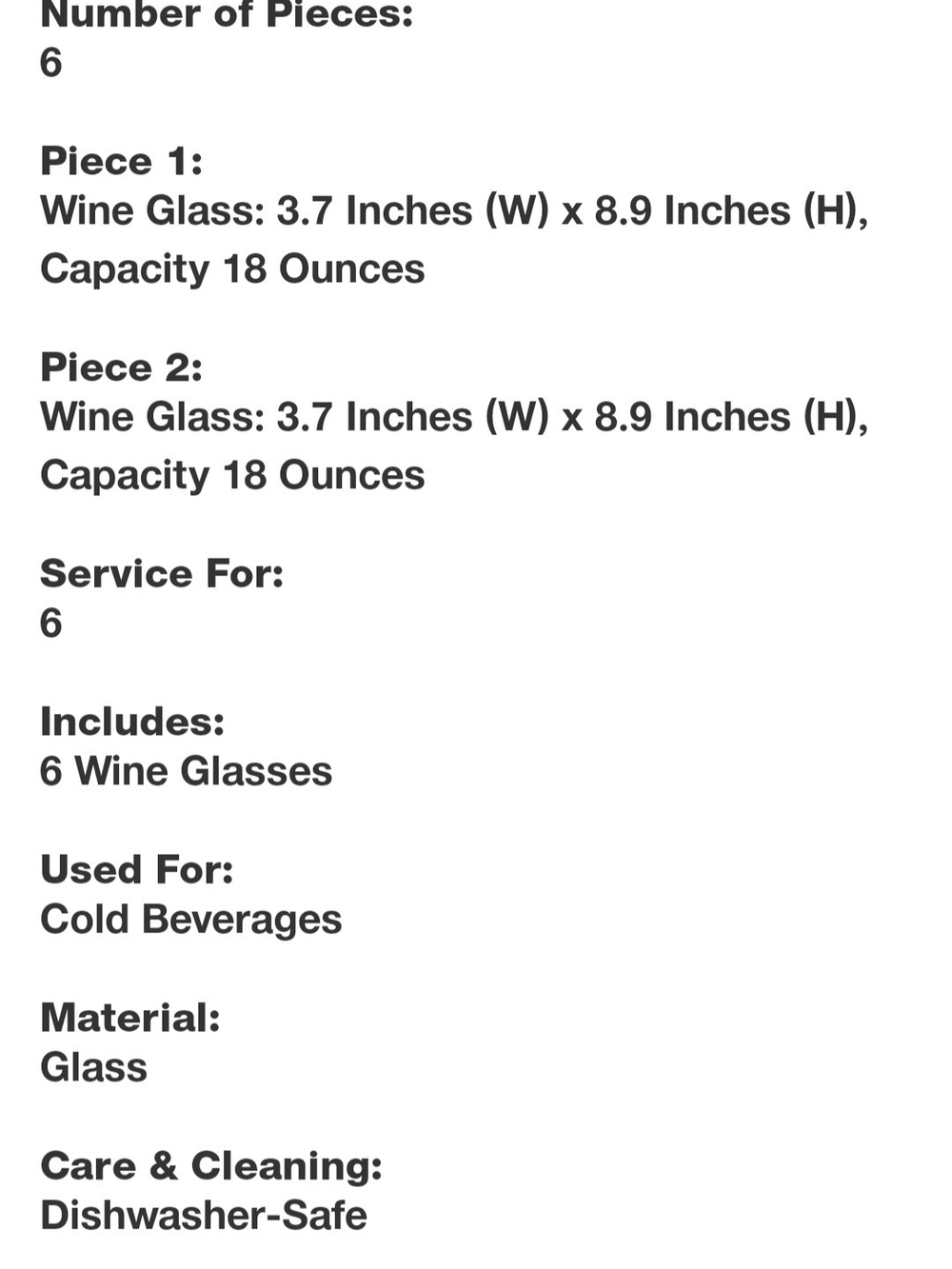 NWT Made By Design Clear Wine Glass Set of 6 Elegant Stemware Sz 18oz - Picture 5 of 7